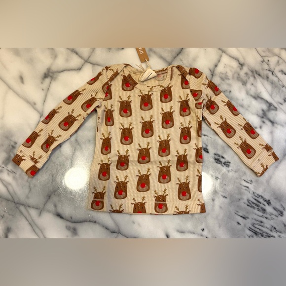NEW SPEARMINT LOVE Reindeer Two Piece Organic Cotton Waffle Set, Size 18-24m - Picture 3 of 7